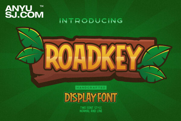 现代趣味儿童卡通标题徽标Logo设计无衬线英文字体素材 Roadkey Kids Font-第1046期-