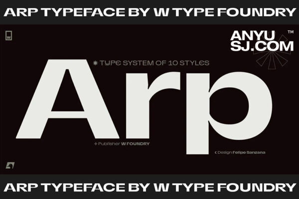 12款可变现代高对比度逆反差尖锐极简几何无衬线西文字体家族ARP Font-第4370期-