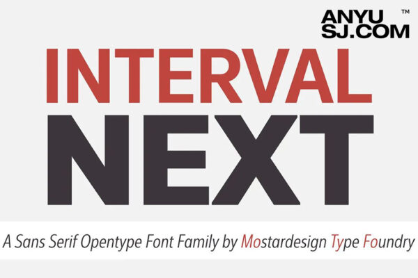 64款现代Interval极简几何排版无衬线西文字体家族Interval Next Font-第4370期-