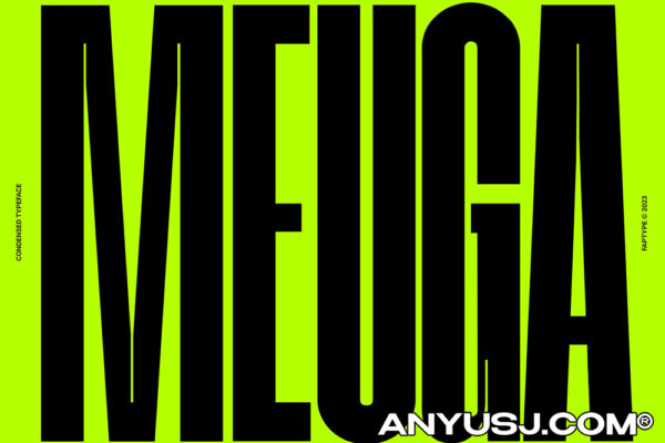 4款现代极简浓缩排版标题徽标logo设计西文字体Meuga  Condensed Sans Serif Font-第4393期-