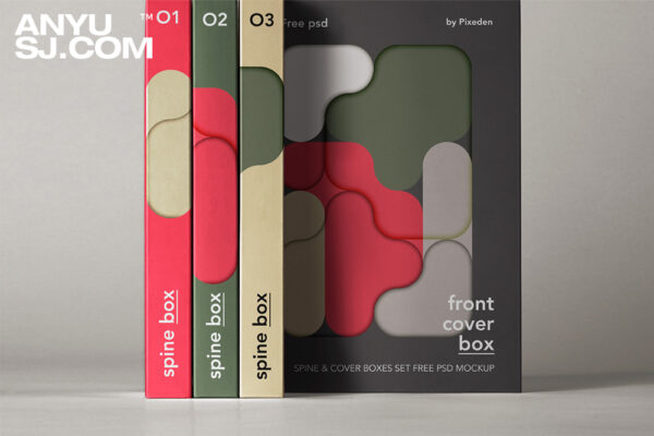 极简质感精装硬壳书籍封面书脊包装盒PSD设计展示样机Spine Cover Boxes Psd Mockup Set-第4033期-
