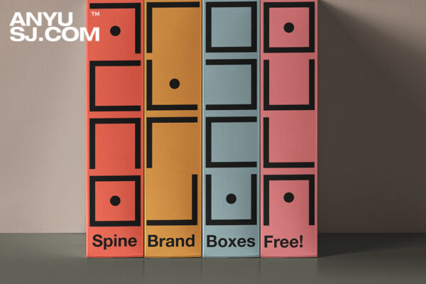 极简质感精装硬壳书籍封面书脊包装盒纸盒PSD设计展示样机Boxes Psd Spine Packaging Mockup-第4033期-