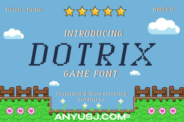 复古趣味像素游戏衬线装饰西文字体Dotrix-第4341期-