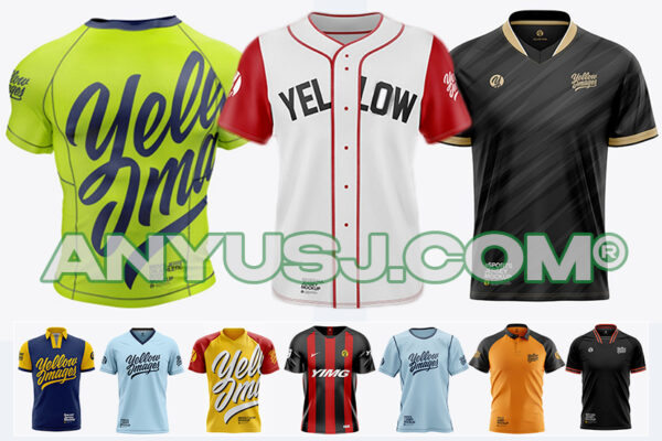 25款质感运动品牌短袖T恤足球衣棒球衣POLO衫服装印花设计展示PS样机套装-第4343期-