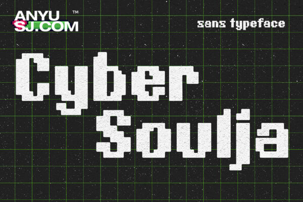 复古趣味像素游戏无衬线装饰西文字体Cyber Soulja-第4341期-