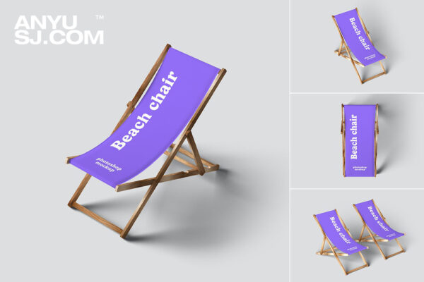 4款极简沙滩椅露营简易椅子设计展示PSD样机Beach Chair Mockups