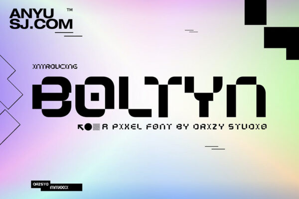 赛博科技风像素游戏无衬线装饰西文字体Boltyn – Shredded Pixel Font-第4341期-