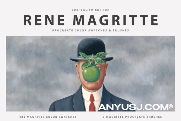 超现实主义Rene Magritte马格利特大师级Procreate笔刷+色板套装Magritte’s Art Procreate Brushes-第4316期-