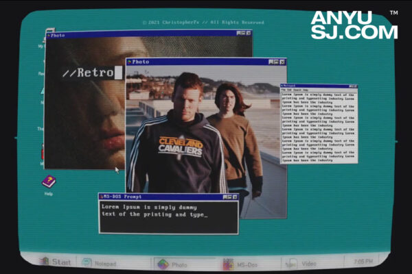 AE模板-复古Windows电脑窗口像素弹窗视频模板Retro Intro Windows 95 Style-第4422期-