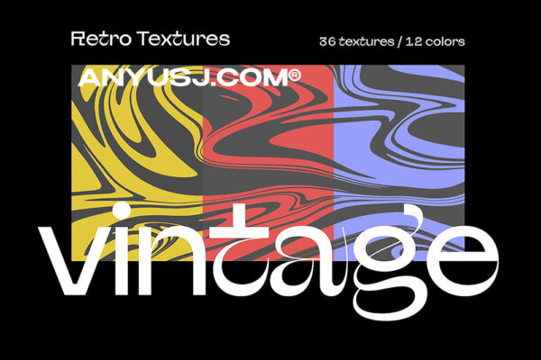 36款复古怀旧流畅流动液化线条抽象艺术背景设计套装Smudged Vintage Textures Pack