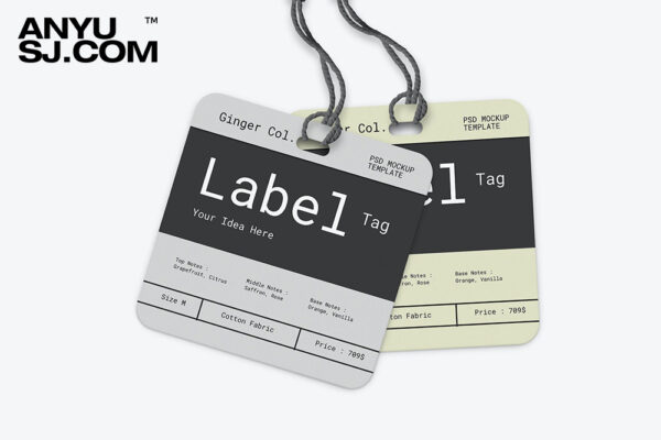 方形极简纸质标签吊牌卡片PSD样机Square Label Mockup