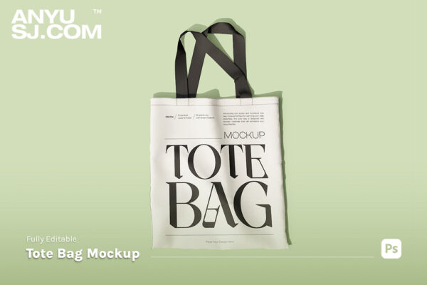 极简质感手提袋购物袋帆布袋设计展示PSD样机Tote Bag Mockup