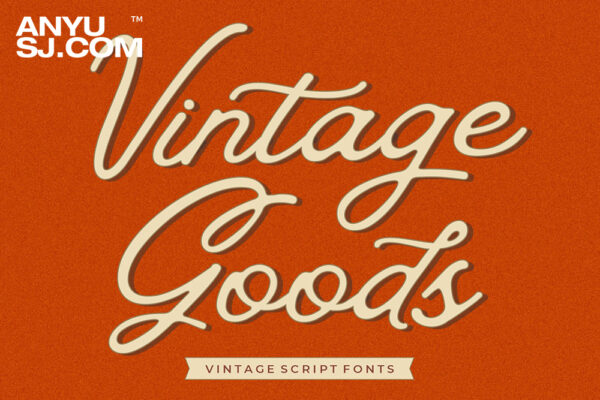 复古80年代美式连笔手写西文字体Vintage Goods Script