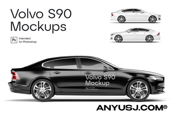 沃尔沃S90轿车跑车外观设计展示PSD样机Volvo S90 Mockup