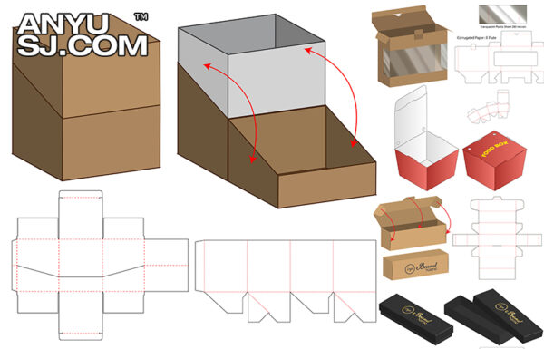 76款多规格纸盒包装盒礼盒包装设计刀图展开图EPS矢量模型源文件-第4388期-