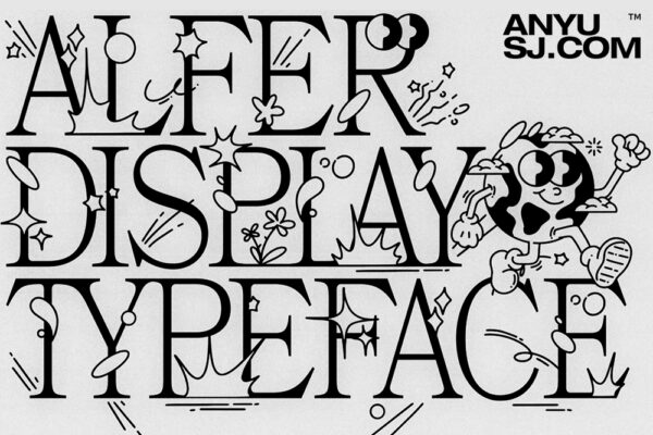 复古Y2K趣味卡通衬线海报标题排版logo艺术西文字体Alfer Typeface-第4655期-