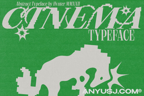 复古Y2K趣味衬线像素化海报标题排版logo西文装饰字体Cinema Typeface-第4655期-