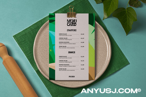 极简质感餐厅餐盘纸质菜单PSD设计展示样机Restaurant Psd Menu Mockup Scene-第4530期-