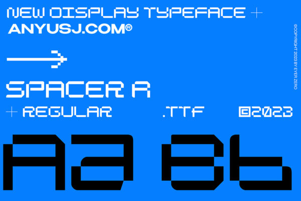可商用科技赛博现代像素无衬线艺术装饰排版西文字体SPACER R-第4584期-
