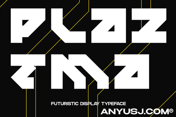 可商用未来科技赛博抽象艺术无衬线装饰字体Plaztma Futuristic Display Typeface-第4462期-