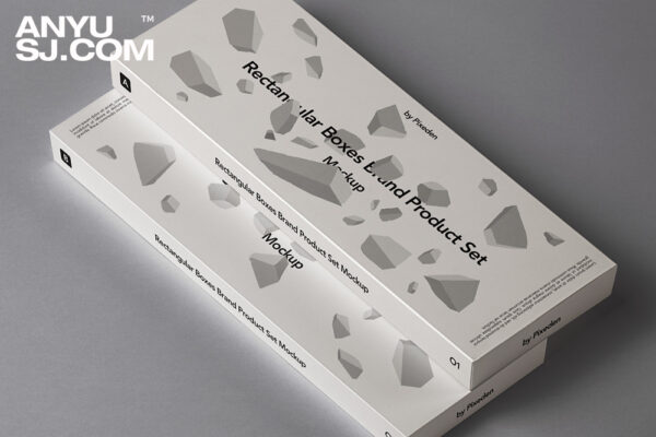 极简质感长方形扁平品牌VI产品包装盒纸盒PSD样机Branding Boxes Psd Product Mockup Set-第4033期-