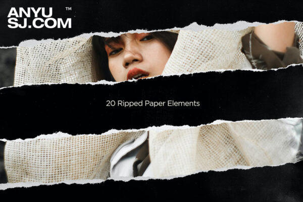 20款真实撕纸撕裂毛边PNG免扣设计肌理元素20 Ripped Paper Elements