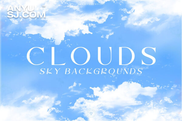 10款高清淡蓝色柔和白云云朵蓝天天空背景图片素材Clouds – Cloudy Sky Backgrounds Set