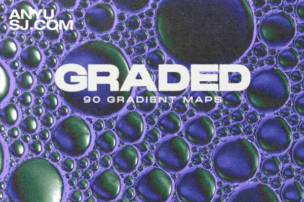 90款独特复古酸性高对比度艺术Photoshop渐变预设GRD套装GRADED – 90 Gradient Maps-第4619期-