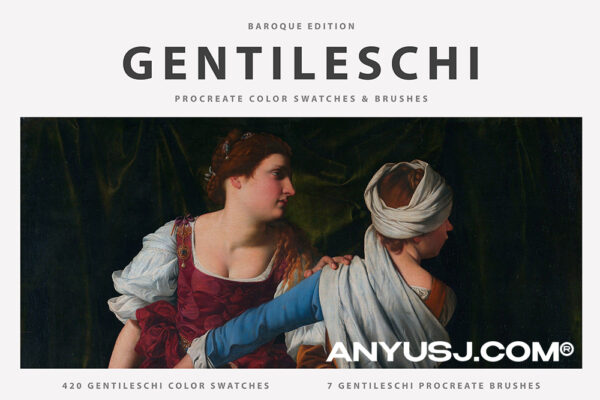 复古文艺古典大师级Gentileschi油画Procreate笔刷色板配色套装Gentileschi’s Procreate Brushes-第4570期-