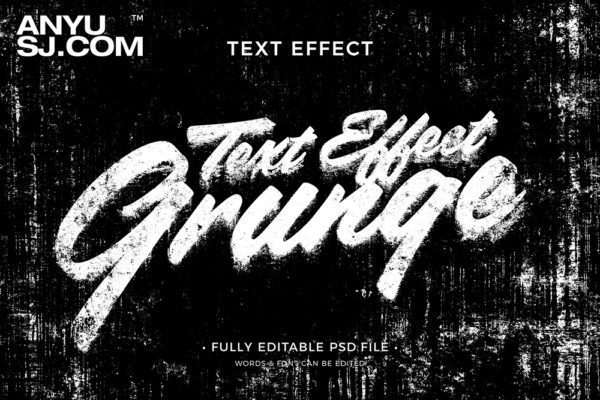 10款复古做旧印刷墨染故障磨损污迹文本标题logo特效PSD样机Grunge Text Effect-第4609期-