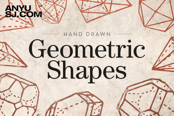 27款复古手绘几何数学形状图形插画EPS矢量设计包Hand Drawn – Geometric Shapes