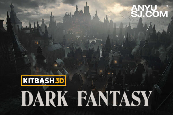 3A游戏大作暗黑幻想哥特式城堡尖塔大厦城市建筑3D模型素材 Kitbash3D – Dark Fantasy