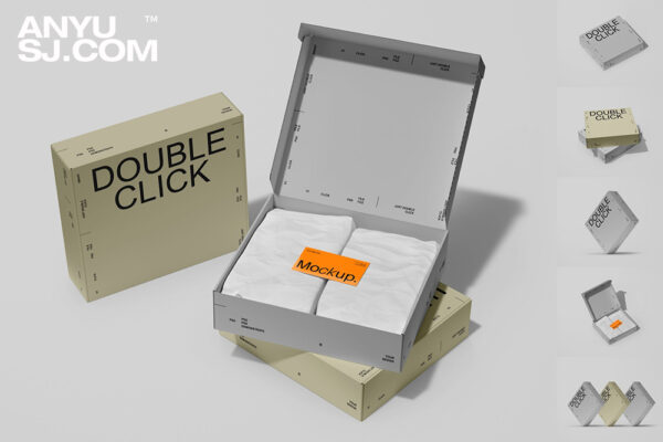 6款极简质感纸盒包装盒快递盒飞机盒礼盒雪梨纸PSD设计展示样机Paper Box Mockup Set