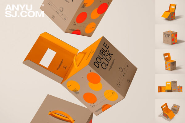 6款质感正方形纸箱纸盒快递箱礼品箱PSD包装设计展示样机Paper Box Mockup Set