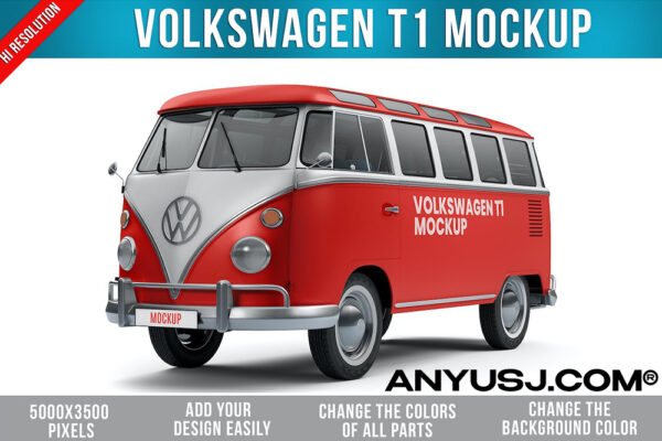 大众T1房车公交车旅行车客车汽车PSD样机Volkswagen T1 Mockup