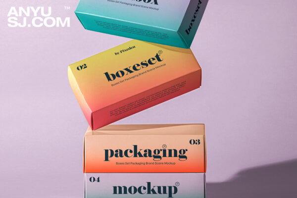 极简质感鞋盒包装盒快递盒纸盒PSD样机Boxes Psd Packaging Branding Mockup-第4707期-