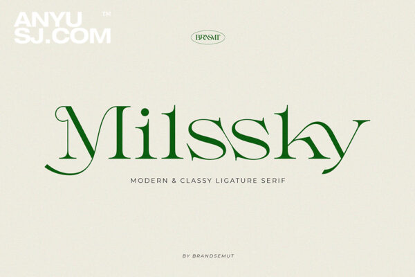 现代连字优雅极简衬线西文字体Milssky  Modern & Classy Ligature-第4805期-