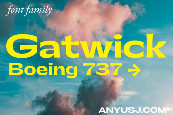 4款现代精致宽体逆反差画册排版标题无衬线西文字体家族Gatwick Font Family-第4779期-