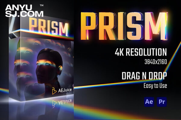 AE/PR预设-50+优雅艺术镜面折射光线光斑灯光效果视频叠加预设素材Aejuice – Prism-第4688期-