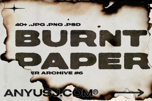 43款做旧复古灼烧损毁纸张纸片创意高清背景肌理设计套装Burnt Paper  Paper Archive #6-第4732期-