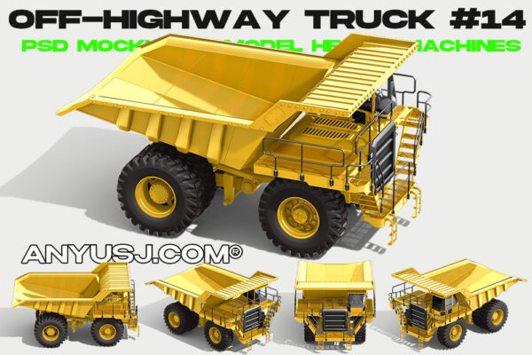 32款多角度重型施工设备非公路卡车运输车3D立体PSD插画模型套装PSD Mockup 3D model Heavy Machines – Off-Highway Truck #14-第4759期-