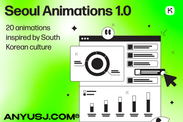 20款极简趣味即用型大纲网页动画AE/json项目源文件Seoul Animations 1.0-第4828期-