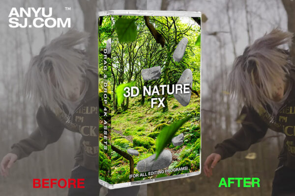 4K视频-34款树叶树枝岩石自然元素视频高清MOV叠加素材Tiny Tapes 3D Nature FX-第4692期-
