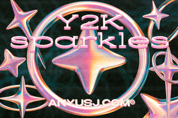 18款Y2K趣味复古3D渲染粉色全息金属镀铬星芒PNG免扣设计元素Y2K Sparkle Elements-第4669期-