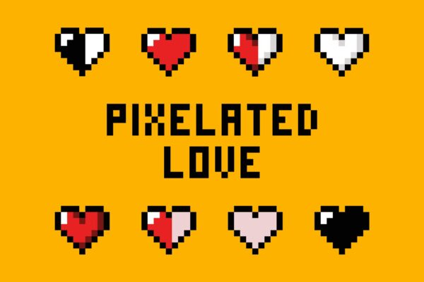 20款复古8位像素爱心信封情人节游戏艺术AI矢量插画图标logo图形PIXELATED LOVE ILLUSTRATIONS