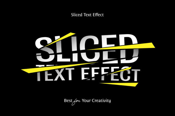 切片碎裂划痕破碎文字标题logo特效PSD样机SLICED TEXT EFFECT