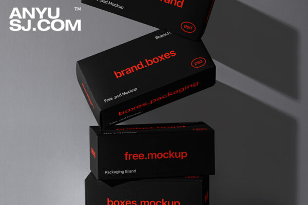 极简质感长正方形包装盒纸盒PSD样机Boxes Brand Packaging Product Psd Mockup-第4983期-