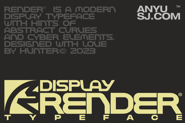 未来科技赛博现代排版标题logo徽标设计感装饰西文字体Render Typeface-第4961期-