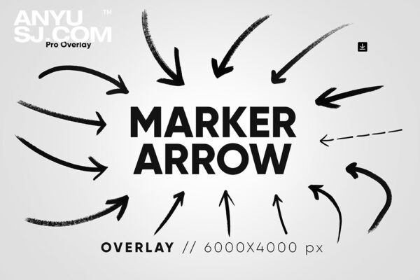 100款极简手绘涂鸦箭头标记PNG免扣设计套装100 Marker Arrow Overlay