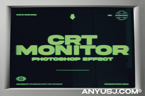 复古CRT显像管显示器位图像素游戏文本图形特效PSD样机CRT MONITOR EFFECT-第4984期-